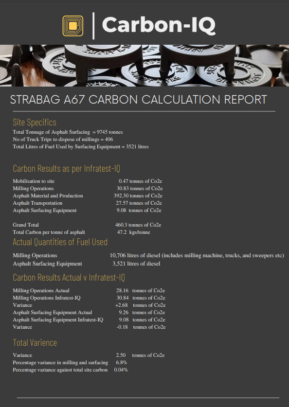 STRABAG A67 CARBON CALCULATIONS REPORT